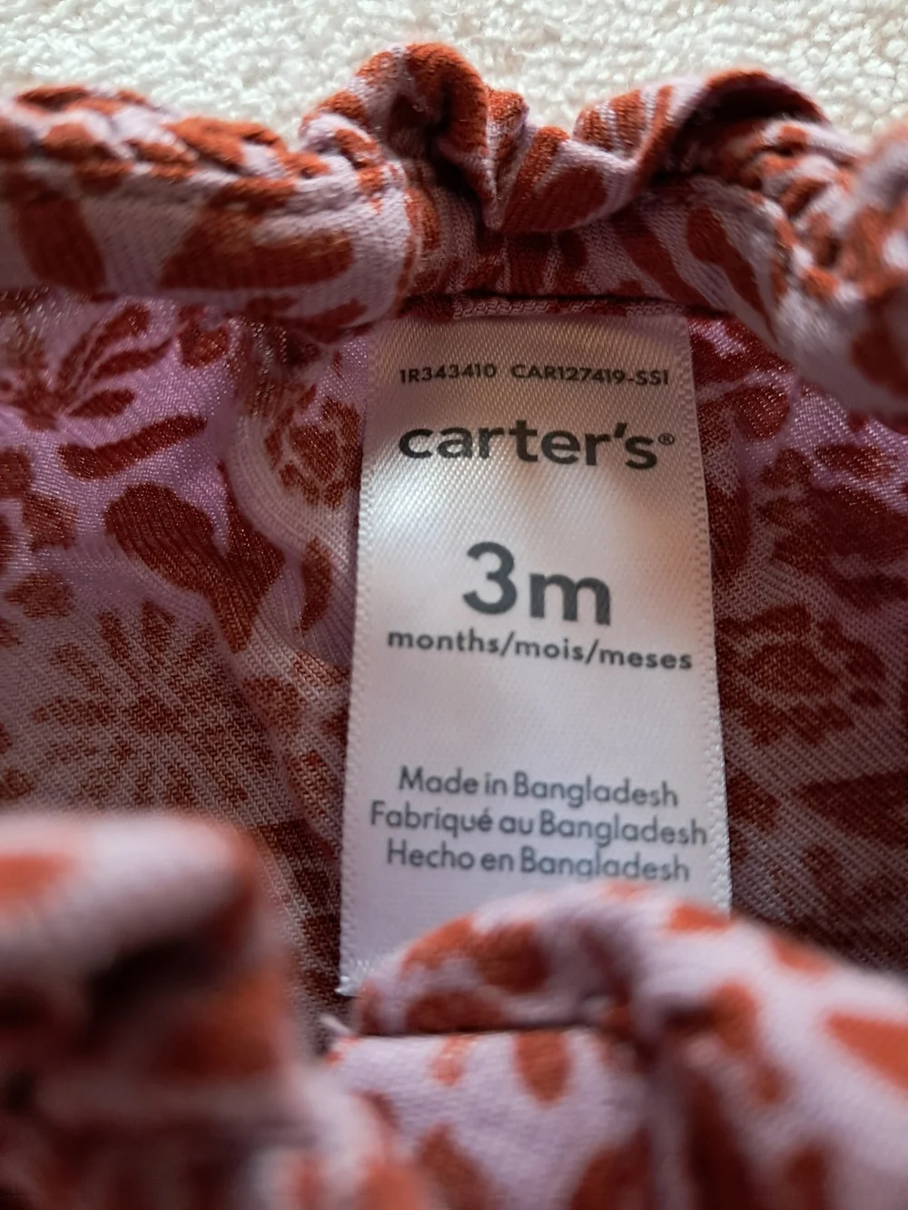 Carter's Dusty Rose Floral Button-Up Baby Top